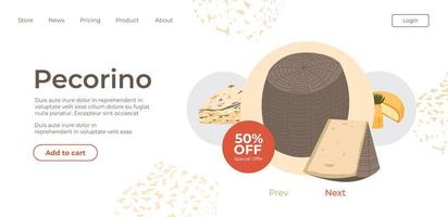 Pecorino italienischer Käse zum Verkauf im Online-Shop vektor