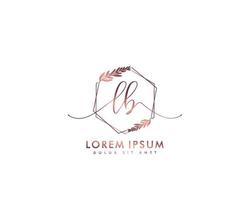 första lb feminin logotyp skönhet monogram och elegant logotyp design, handstil logotyp av första signatur, bröllop, mode, blommig och botanisk med kreativ mall vektor