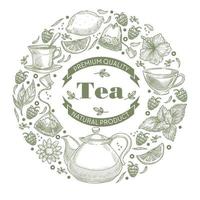 organisk te och ört- varm drycker för hälsa vektor