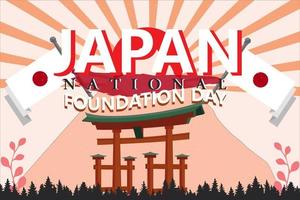 nationales gründungstagsdesign mit berühmter japanischer japan-flaggenfahne mit rot-weiß vektor
