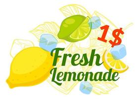 frische limonade, die getränke für 1-dollar-banner verkauft vektor