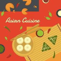 Knödel der asiatischen Küche mit Füllungen und Soße vektor