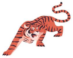 wilder und gefährlicher brüllender Vektor des bengalischen Tigers