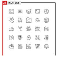 Stock Vector Icon Pack mit 25 Linienzeichen und Symbolen für Flag Point Compact Map Mom editierbare Vektordesign-Elemente