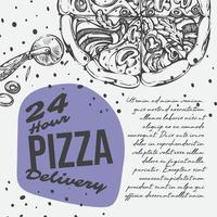 Pizza-Lieferung 24 Stunden, Online-Schnellvektor bestellen vektor