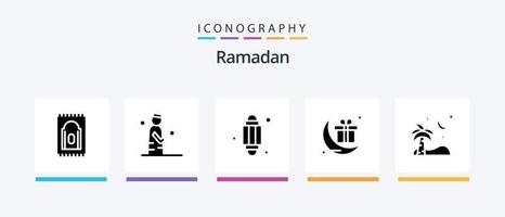 Ramadan Glyphe 5 Icon Pack inklusive Feier. beten . Ramadan. Laterne. kreatives Symboldesign vektor