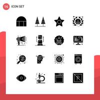 fast glyf packa av 16 universell symboler av högtalare meddela träd stjärna tilldela redigerbar vektor design element