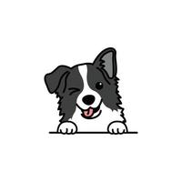 süßer Border-Collie-Hund mit zwinkerndem Augen-Cartoon, Vektorillustration