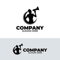 Silhouette eines Mannes mit Megaphon-Logo-Design vektor