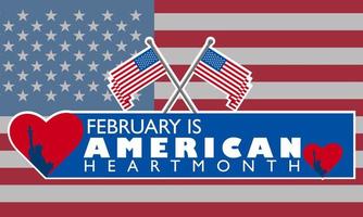 vektorillustration des februars ist das konzeptdesign des amerikanischen herzmonats vektor