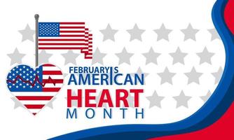vektor illustration av februari är amerikan hjärta månad begrepp design