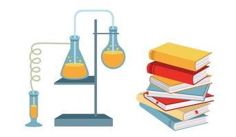 Medizinische Analyse. Stapel Bücher flache Vektorgrafiken. vektor