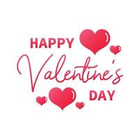 Happy Valentines Day Vektordesign mit roten Herzen mit Farbverlauf vektor
