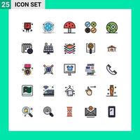 gruppe von 25 gefüllten linienflachfarben zeichen und symbole für tick cross web kreative natur editierbare vektordesignelemente vektor