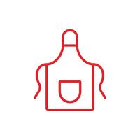 eps10 röd vektor förkläde eller matlagning enhetlig linje ikon eller logotyp isolerat på vit bakgrund. kök förkläde plagg symbol i en enkel platt trendig modern stil för din hemsida design, och mobil app