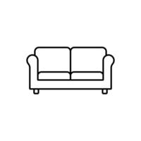 eps10 schwarze Vektorlinie Kunstsofa abstraktes Symbol oder Logo isoliert auf weißem Hintergrund. Umrisssymbol für Wohnzimmermöbel in einem einfachen, flachen, trendigen, modernen Stil für Ihr Website-Design und mobile App vektor