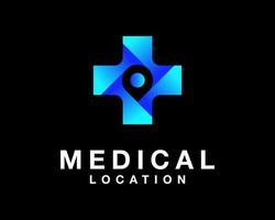 medicinsk korsa medicin hälsa tillägg plats stift Karta punkt modern färgrik vektor logotyp design