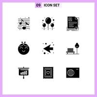Stock Vector Icon Pack mit 9 Zeilenzeichen und Symbolen für den linken Pfeil Abzeichen Mädchen Baby editierbare Vektordesign-Elemente