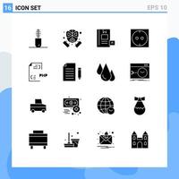 Stock Vector Icon Pack mit 16 Zeilenzeichen und Symbolen für die Entwicklung von Codierungsbuchsockeln, die editierbare Vektordesignelemente lernen