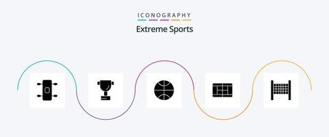 Sport Glyph 5 Icon Pack inklusive . Tennis. vektor