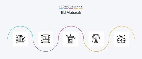 Eid Mubarak Line 5 Icon Pack inklusive Pent. Hose. Mubarak. eid. Rede vektor