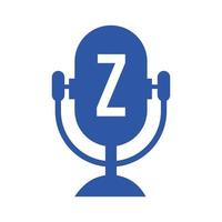 podcast radio logotyp på brev z design använder sig av mikrofon mall. dj musik, podcast logotyp design, blanda audio utsända vektor