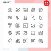 uppsättning av 25 modern ui ikoner symboler tecken för konfiguration rätt lopp vänster pilar redigerbar vektor design element