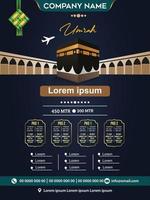 hajj und umrah luxuspaket flyer, ramadan kareem flyer vorlage islamische broschüre postarabische kalligrafie, grußkarte feier des muslimischen gemeinschaftsfestivals übersetzung der monat des fastens