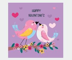 hand gezeichnete tierpaarillustration des glücklichen valentines vektor