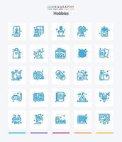 kreative Hobbys 25 blaues Icon Pack wie Einkaufen. Hobbys. Hobby. Rauch. Hobbys vektor