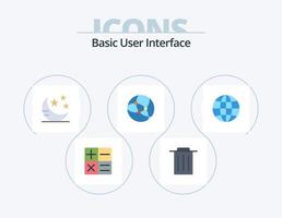 grundlegendes flaches Icon-Pack 5-Icon-Design. . . Stern. Netz. Erde vektor