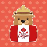 Happy Canada Day Feier Banner mit Biber vektor