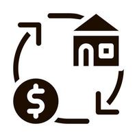 tecken utbyta pengar på hus vektor ikon