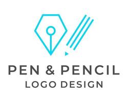 Stift- und Bleistiftschublade-Logo-Design. vektor