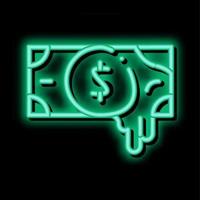 exponera falsk pengar neon glöd ikon illustration vektor