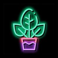 växt i pott neon glöd ikon illustration vektor