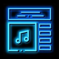 internet musik spela lista neon glöd ikon illustration vektor