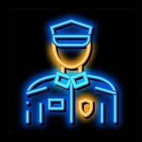 polis i polis kostym neon glöd ikon illustration vektor