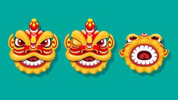 löwe tanz maskottchen chinesisches neujahr feier zeichensatz cartoon illustration vektor
