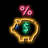 sparschwein schwein geld neonglühen symbol illustration vektor