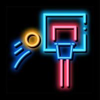 basketballkorb und fliegender ball neonglühen symbol illustration vektor