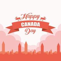 Happy Canada Day Feier Banner mit Stadtbild vektor