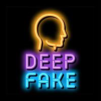 deepfake menschliches gesicht neonglühen symbol illustration vektor