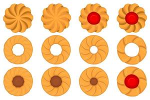 großer Satz hausgemachter Keks unterschiedlicher Geschmack im Gebäckkeks vektor