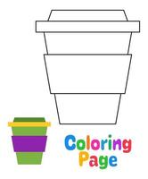 färg sida med kaffe kopp för barn vektor