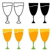 champagne glasögon i platt stil isolerat vektor