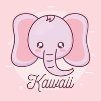 kawaii elefant djur tecknad design vektor