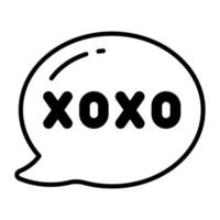 Xoxo-Text in einer Sprechblase repräsentiert Gefühle von Liebe und Kuss vektor