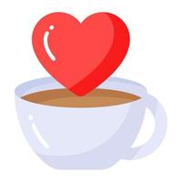kaffe kopp med hjärta symbol ikon av favorit kaffe i modern stil vektor