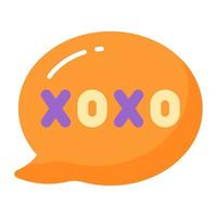 Xoxo-Text in einer Sprechblase repräsentiert Gefühle von Liebe und Kuss vektor